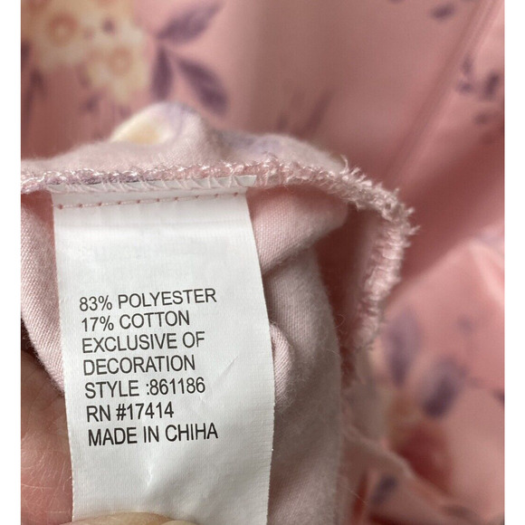 Miss Elaine Sz L Pink Floral Full Length Nightgown/Housecoat Pockets 861186 - Picture 8 of 10